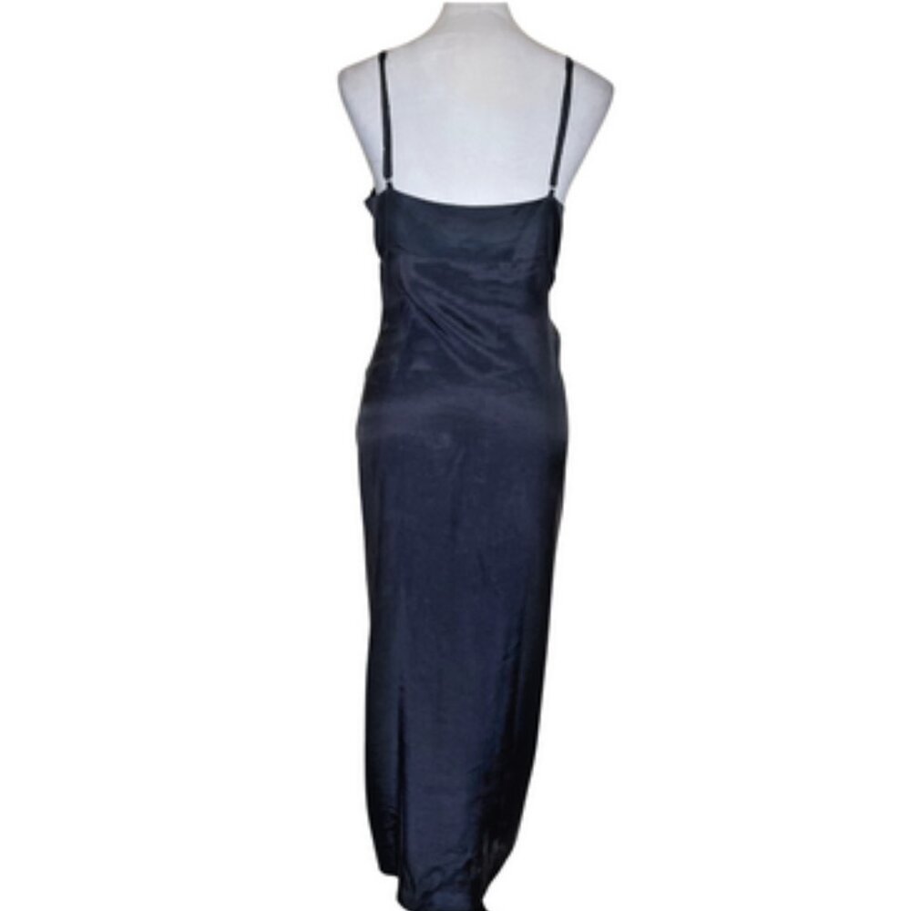 Zara Women's Black Draped Sleeveless Adjustable Strap Midi Dress Sz Medium - Picture 5 of 13
